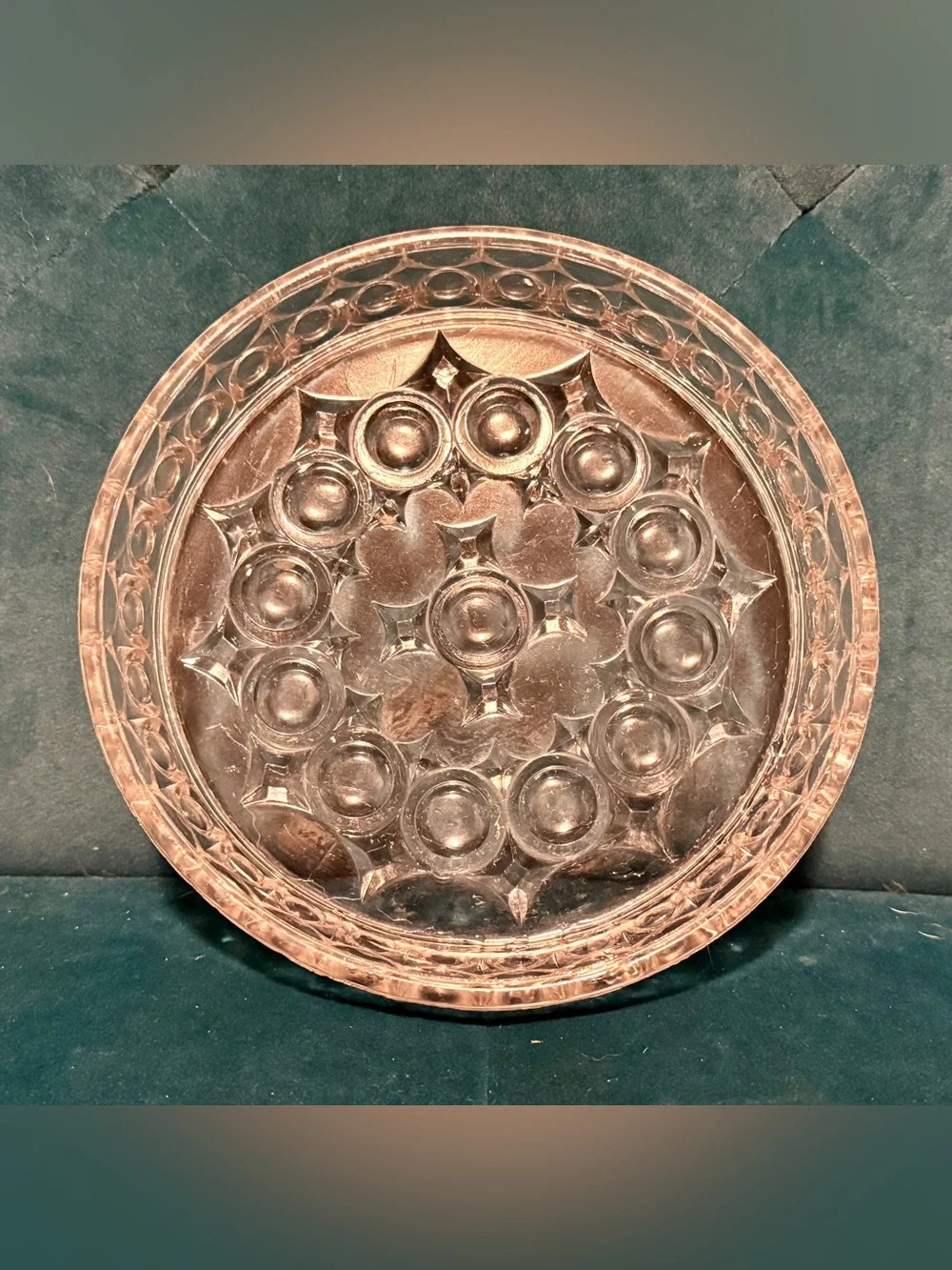 Vintage “Glow Glass” Beautifully Intricate Trinket/Candy Dish